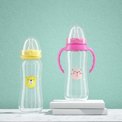 China 240ml BPA Free Infant Baby Neck Food Grade Breastmilk Standard Material Baby Bottle BPA Free Clear Scale Anti Colic for sale