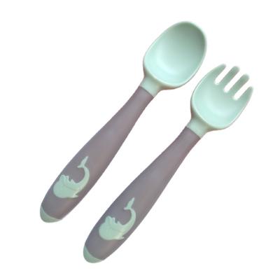 China BPA Free Infant Baby Kids Fork Spoon Non-slip Flexible Twisting Tableware for sale