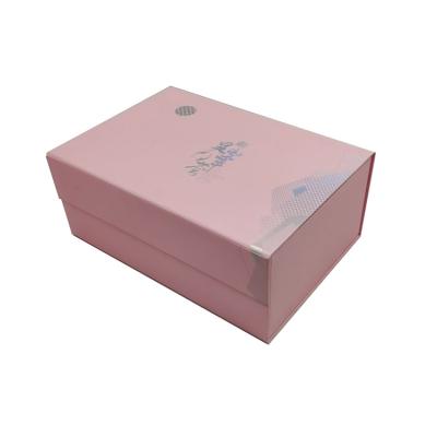 China Recycled Materials Customized Luxury Flat Pack Cardboard Folding Paper Sealing Book Folding Gift Box With Magnetic Cover Pink Paper Box for sale