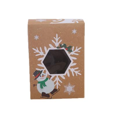 China Wholesale Materials Manufacturer Recycled Christmas Candy Packaging Box Customize Cardboard Kraft Paper Gift Box With Clear Window for sale