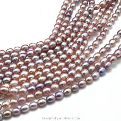 China Pearl Necklace 5-5.5mm Mauve Color Ibeenfashion Hengmei Yiwu Pearl Strand Rice Freshwater Pearl for sale