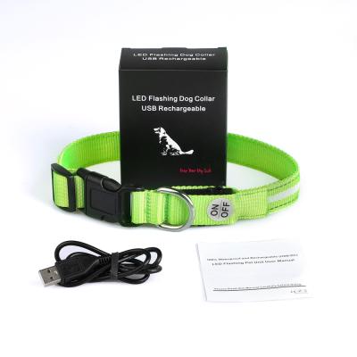 China Reflective Multicolor USB Rechargeable Led Dog Collar Cat Pet Light Up Dog Collar for sale