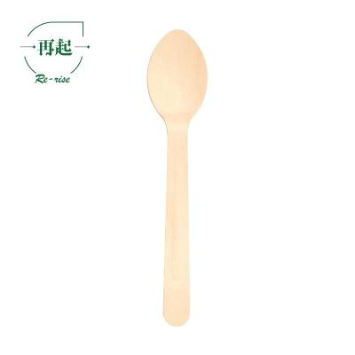 China 16cm Or 160mm Food Grade Birch Wood Eco-Friendly Disposable Disposable Wooden Spoon With Embossed Handle for sale