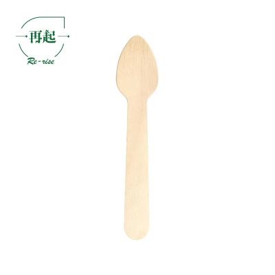 China Re-raising Spoon 96mm Mini Lovely Disposable Birch Wood, Teaspoon, Ice Cream Spoon or Biodegradable Wooden Teaspoon for sale