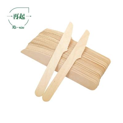 China 140mm Biodegradable Eco-Friendly Disposable Wooden Knife With Flat Handle for sale