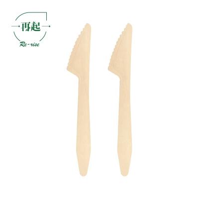 China 16.5cm Disposable Compostable Eco-Friendly Biodegradable Wooden Knife With Bump On Handle, Flag Shape for sale