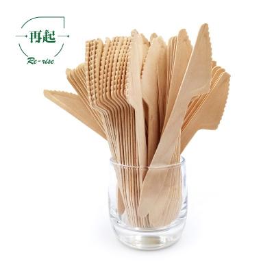 China Disposable Kitchen Eco - Friendly Flatwear Set Wooden Disposable Cutlery for sale