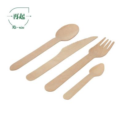 China Disposable Re-Rise Birch Wood Green Disposable Cutlery Wooden Spoons Forks Knives Set for sale