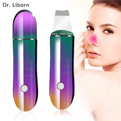 China Wholesale Facial Massage Skin Scrubber Blackhead Remover Ultrasonic Deep Cleansing Face Lifting Peeling Device Facial Scrubber for sale