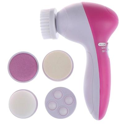 China Wholesale Acne Treatment 5 in 1 Spin Exfoliating Electric Sonic Facial Cleansing Brush Face Cleanser for sale