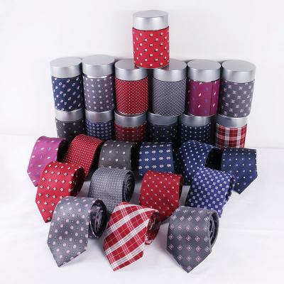 China Custom Mens Jacquard Woven Polyester Silk Tie Set With Accessories DZLD0010 for sale