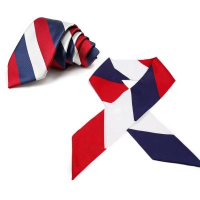 China High Quality Polyester Fashion Tie And Ribbon Scarf Set Men's Tie And Women's Ribbon Scarf Set Custom Customizable With Logo for sale