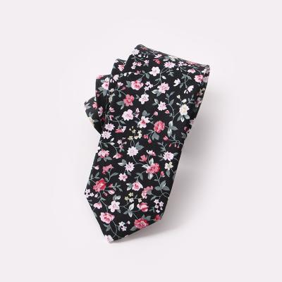 China Colorful Floral Stitched Cotton Flower Tie Tie Fashion Custom Printed Mens Cotton Tie for sale