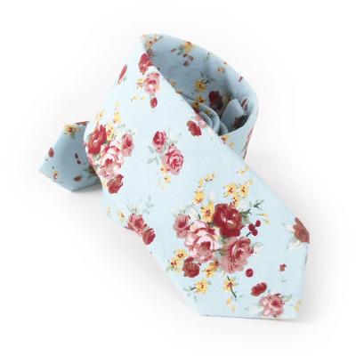 China Customizable custom high quality printed cotton men's fashion cotton tie floral pattern casual wedding necktie with logo for sale