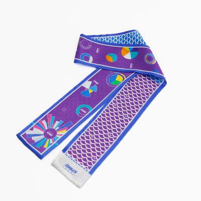 China Custom Women Silk Satin Ribbon Custom Printed Silk Scarf Wristband Shopping Solid Beautiful and Useful Custom Design for sale