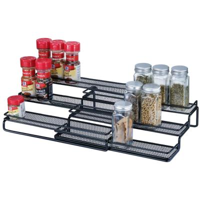 China Metal Countertop 3-Tier Kitchen Spice Rack Sustainable Organizer Storage Adjustable Width for sale