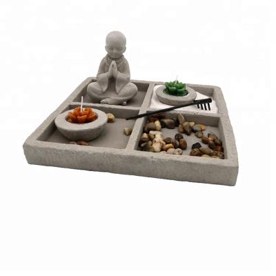 China Japanese Feng Shui Cement Zen Sand Mini Zen Garden Decoration Home Japanese Outdoor Garden for sale