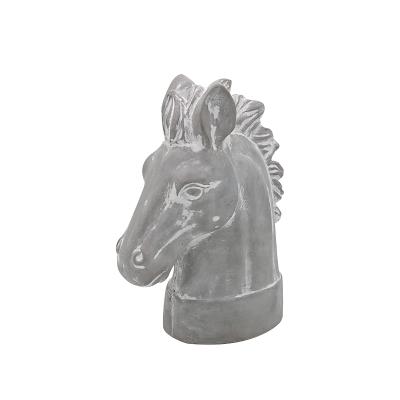 China Custom Sculpture Europe Horse Head Concrete Animal Statue For Home And Garden Decor for sale