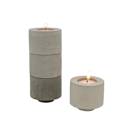 China ECO-frendly Home Decorative Small Cylinder Concrete Candle Holder Pillar Cement Candle Holder for sale