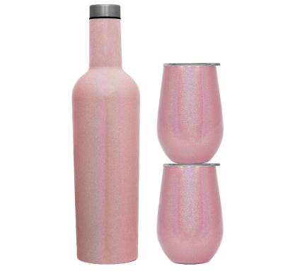 China Viable Stainless Matching Tumbler Wine Bottle Sets Wine Tumbler Cups Stainless Steel Bottle Red Wine Cup for sale