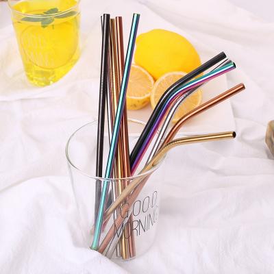 China Food Grade 304 Stainless Steel Straw Titanium Plated Color Metal Straw Environmental Creative Drink Milk Disposable Tea Straw for sale