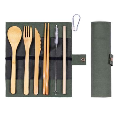 China Sustainable private label travel bamboo cutlery posate portable sets for sale