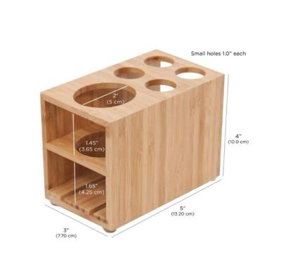 China Viable Wholesale Bamboo Toothbrush Holder and Toothpaste Rack Holder for Bathroom Vanity Bathroom Storage for sale