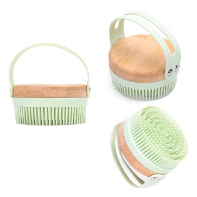 China EXFOLIATE popular shower body back cleaner silicone handle stiffens shampoo brush massage bath brushes sponges and scrubbers for sale