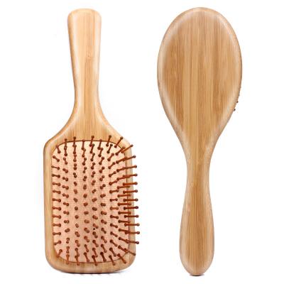 China Wholesale Long Paddle Customized Handle Detangling Massage Bamboo Wood Hair Brush for sale