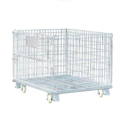 China Heavy Duty Folding Box Turnover Box Folding Cage Logistics Transport Warehouse Storage Partition Removable Metal Cage for sale