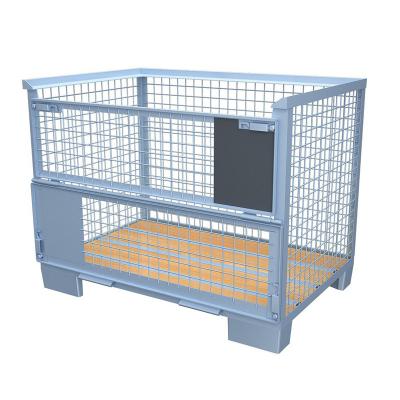 China Folding Mobile Logistics Transport Warehouse Storage Cage Iron Frame Metal Turnover Box Cage Stacking Heavy Butterfly Cage for sale