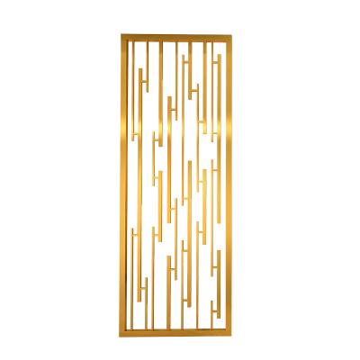 China Modern Minimalist Simple Light Living Room Luxury Chinese Hotel Rose Hollow Gold Metal Screen Custom for sale