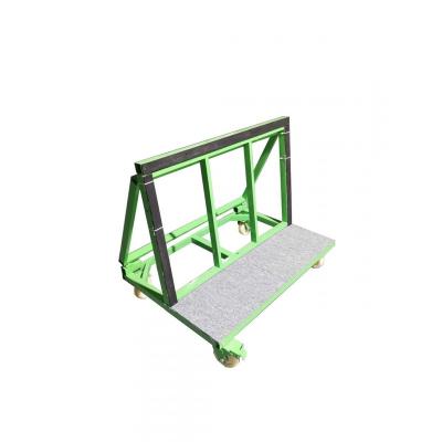 China Stackable Stone Sheet Stand Heavy Duty Four Wheel Trolley L Shape Glass Stand for sale