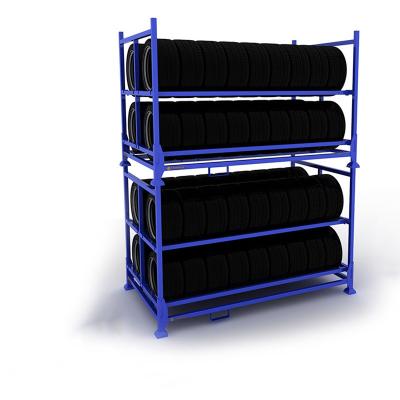 China Stackable Custom Tire Racks Display Tire Racks Car Shop Warehouse Storage Racks for sale