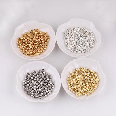 China DIY Bulk 2mm 3mm 4mm 6mm Round Tarnish Free 14K 18k cuentas redondas de Acero Inoxidable Gold Plated Beads For Jewelry Making for sale