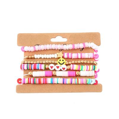 China Casual/Sporty Custom Letter Women Bohemian Boho Heishi Bright Multi-colored Adjustable Polymer Clay refills Disc Ceramic Beads Bracelets for sale