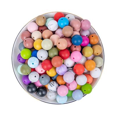 China Non-toxic 100% Food Grade Wholesale Print 9mm 12mm 15mm Baby Teething Bead Bpa Free Food Grade Mixed Jewelry Baby Chew Teether Round Loose Silicone Beads for sale