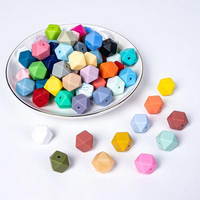 China Colorful Mixed Colors Food Grade Silicone 50pcs/bag Beads Custom Teething Chew Loose Silicone Hexagon Beads For Jewelry Making for sale