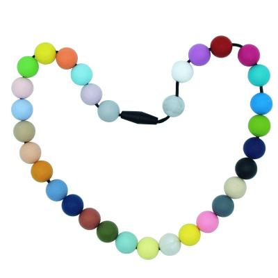 China Non-toxic 100% Food Grade Wholesale Print 9mm 12mm 15mm Baby Teething Bead Bpa Free Food Grade Mixed Jewelry Baby Chew Teether Round Loose Silicone Beads for sale