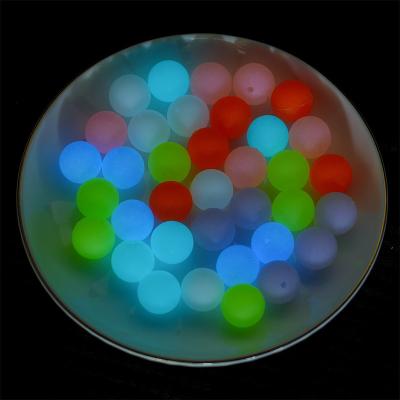 China Pacifier Chain Wholesale 15mm Silicone Luminous Soft Eco-friendly Shine Beads Glow In The Dark Silicone Beads For Keychain Bracelet for sale