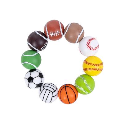 China Non-toxic 100% Food Grade Wholesale 15mm Round Baseball Soccer Football Volleyball Tennis Loose Beads Wholesale Soft Silicone Chew Teething Silicone Beads for sale