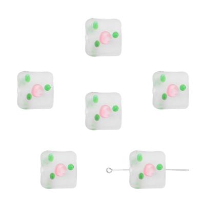 China DIY Jewelry Wholesale in bulk 12mm Square pink rose Colorful custom logos Necklace  glass Loose Beads for Jewelry bracelet earring Making for sale