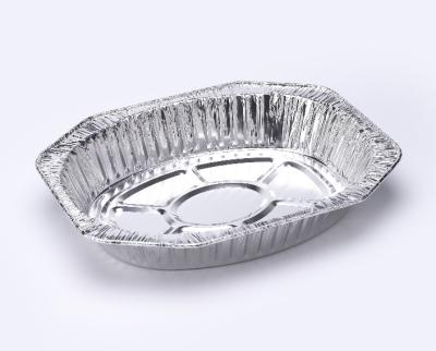 China Wholesale Disposable Aluminum Foil Pan Restarant Food Tray Aluminum Foil Baking Trays Round Shape 6500ml for sale