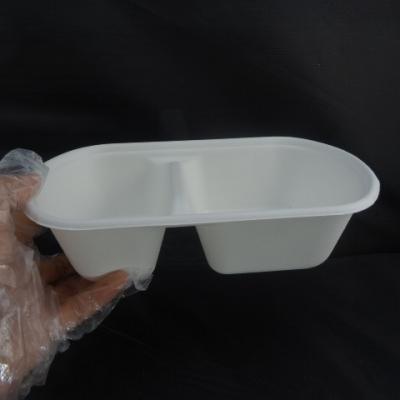 China China manufacturer disposable professional sugarcane bagasse two lattice take away box for sale for sale