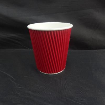 China Best Design Traditional Professional Selling Waterproof And Oil Proof Red Kraft Paper Ripple Wall Cup for sale