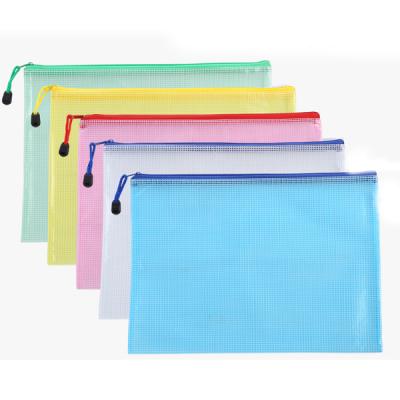 China Wholesale Durable Goods Waterproof Mesh Window PVC Zip File Folder Pocket Document Bag for sale