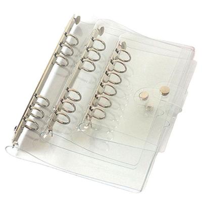 China 12pcs Water Proof Plastic Transparent Color Clip Folder 6 Ring Binder For A4 A5 A6 A7 Notebook for sale