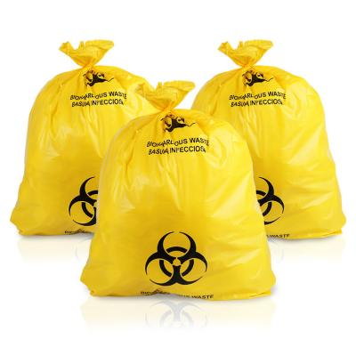 China 50 Gallon PE Bio Biohazard Plastic Disposable Red Yellow Disposable Bag Medical Waste Waste Collection Bags For Hospital Waste for sale