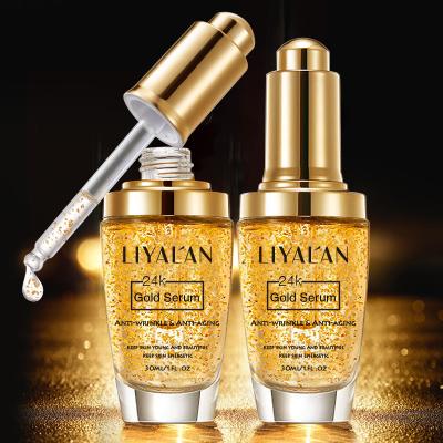 China Private Label Anti Aging Skin Care Whitening Remove Anti Aging Facial Serum 24k Gold Pure Nano Face Serum for sale