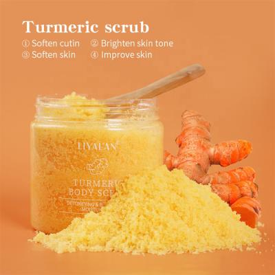 China Best Exfoliator Private Label Skin Whitening Natural Organic Herbal Sugar Tumeric Scrub Exfoliator Turmeric Face And Body Scrub For Bath for sale